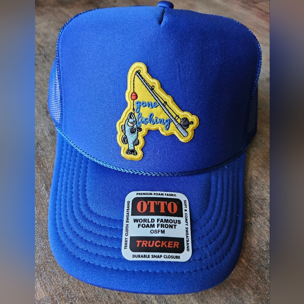 NWT Otto Blue Gone Fishin Trucker Hat Classic Mesh Design